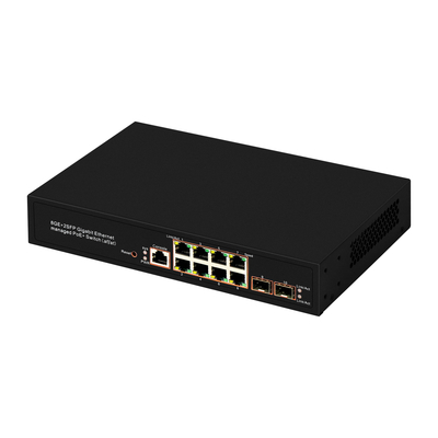 8 Port Gigabit Managed PoE Switch SFP ไฟเบอร์ออปติก 120W งบประมาณ AC Input Realtek ชิป