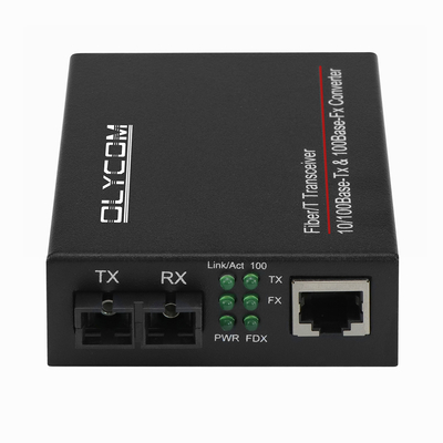 10/100mbps สายสื่อไฟเบอร์ออปติก เทรนซีเวอร์ 1310nm เครื่องแปลงสื่อ MM 2km