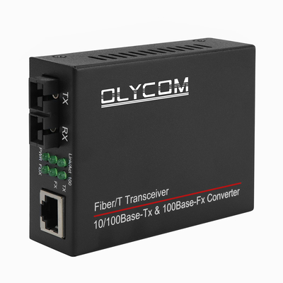 10/100mbps สายสื่อไฟเบอร์ออปติก เทรนซีเวอร์ 1310nm เครื่องแปลงสื่อ MM 2km