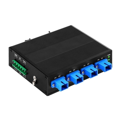 4 ช่องอุตสาหกรรมออปติกส์ไบปาสสวิตช์ D2X2B Din Rail DC24V Input SM/MM สําหรับความล้มเหลวของพลังงาน