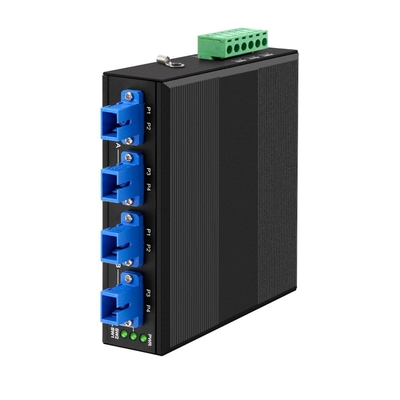 4 ช่องอุตสาหกรรมออปติกส์ไบปาสสวิตช์ D2X2B Din Rail DC24V Input SM/MM สําหรับความล้มเหลวของพลังงาน