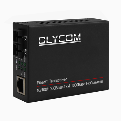OEM ODM 10/100/1000M กิกะบิต ไฟเบอร์คู่ Single Mode SC Connector 60KM เครื่องแปลงสื่อไฟเบอร์