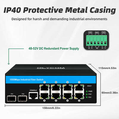 10port Gigabit 10/100/1000mbps L2 ปกครอง POE สวิตช์กับ 2 Sfp สําหรับภายนอก