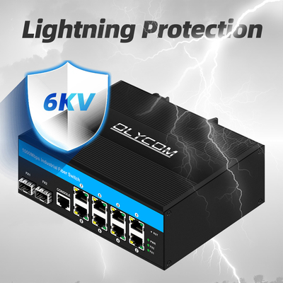 10port Gigabit 10/100/1000mbps L2 ปกครอง POE สวิตช์กับ 2 Sfp สําหรับภายนอก