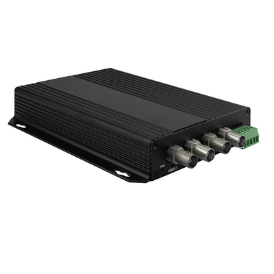 CVI TVI ออดิโอวีดีโอ ดิจิตอลออปติกัลคอนเวอร์เตอร์ 4 Port Industrial Monitoring สีดํา