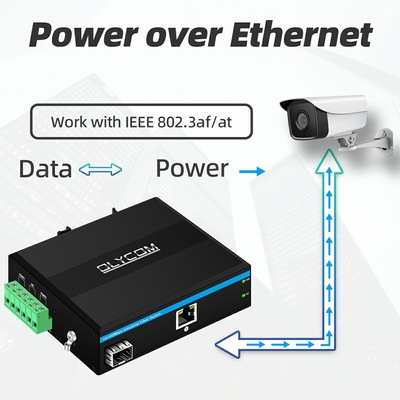 10/100Mbps SFP ไฟเบอร์สื่อแปลง Din Rail ผนังติดตั้ง