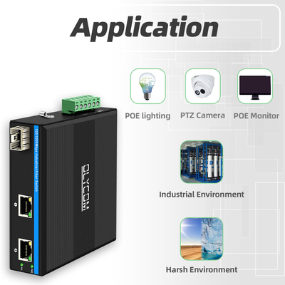 Mini Din Rail Ethernet Fiber Switch 100/1000M 60W POE งบประมาณ DC48V ไม่จัดการ