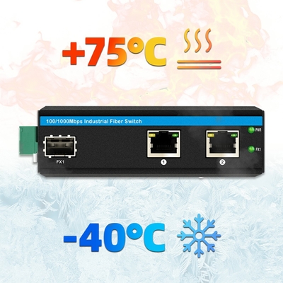 Mini Din Rail Ethernet Fiber Switch 100/1000M 60W POE งบประมาณ DC48V ไม่จัดการ