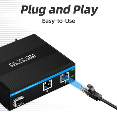 Mini Din Rail Ethernet Fiber Switch 100/1000M 60W POE งบประมาณ DC48V ไม่จัดการ