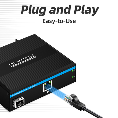 Mini 2 Port 10/100mpbs เครื่องแปลงสื่อไฟเบอร์ด้วย 1RJ45+1SFP LC Ethernet Switch สําหรับใช้ในกลางแจ้ง
