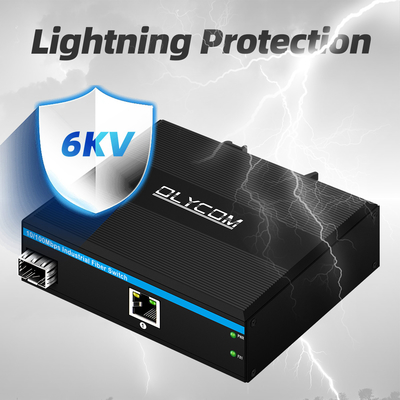 Mini 2 Port 10/100mpbs เครื่องแปลงสื่อไฟเบอร์ด้วย 1RJ45+1SFP LC Ethernet Switch สําหรับใช้ในกลางแจ้ง