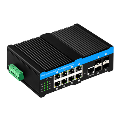 10G Industrial POE Switch 8*Gigabit POE Port พร้อม 4*10G SFP uplink L2 บริหารการสวิตช์เครือข่าย