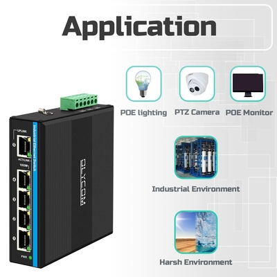 Mini 5 port Industrial Ethernet Switch 4 RJ45 port to 1 uplink RJ45 กิ๊กบิต สวิตช์ที่ไม่จัดการ dc12v/24v ทางเข้า