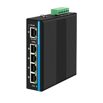 Mini 5 port Industrial Ethernet Switch 4 RJ45 port to 1 uplink RJ45 กิ๊กบิต สวิตช์ที่ไม่จัดการ dc12v/24v ทางเข้า