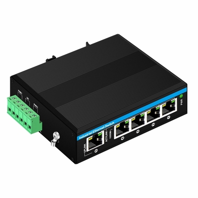 Mini 5 port Industrial Ethernet Switch 4 RJ45 port to 1 uplink RJ45 กิ๊กบิต สวิตช์ที่ไม่จัดการ dc12v/24v ทางเข้า