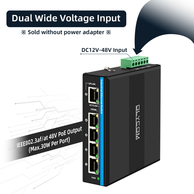 พลังงานแสงอาทิตย์ UPS PoE Switch Gigabit Network 120W DC12V/DC24V/DC48V การเข้า ไม่จัดการ