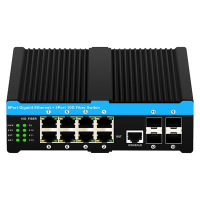 10G ไฟเบอร์อุตสาหกรรมบริหาร PoE สวิตช์ Gigabit Ethernet 8 Port PoE 240W ชิป Realtek