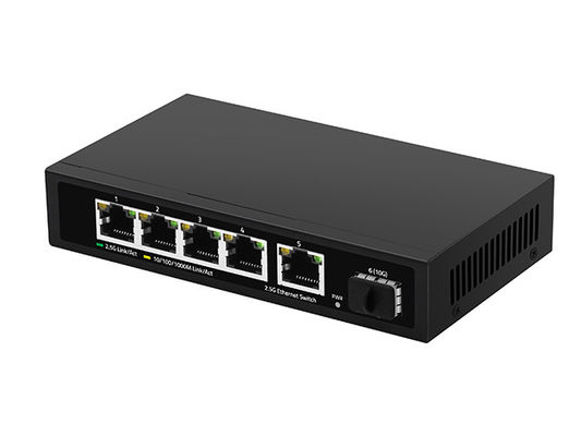 สวิตช์อีเธอร์เน็ต 5 พอร์ต 2.5G พร้อม Uplink ไฟเบอร์ 10G แบบ Unmanaged ตรวจจับความเร็วเครือข่ายอัตโนมัติ CE