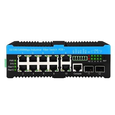 การจัดการสวิตช์เครือข่ายอุตสาหกรรม 2*2.5G SFP+8*RJ45 Port 10/100/1000M POE 90W สวิตช์กลางแจ้ง