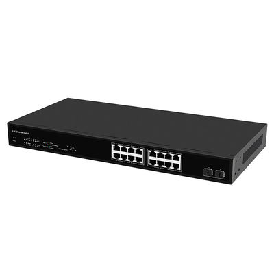 สวิตช์ Ethernet 16 พอร์ต 2.5G พร้อม Uplinks ใยแก้วนำแสง 10G แบบไม่มีการจัดการ ใช้ไฟ AC ไม่มีพัดลม