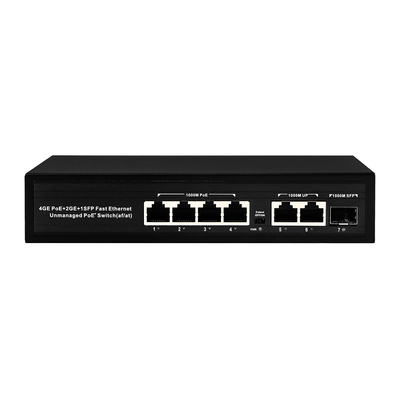 6 ท่าทาง พลั๊ก แอนด์ เพลย์ POE สวิตช์ 48 วอท พร้อม 1000Mbps ท่าทาง IEEE 802.3 af/at ethernet สวิตช์ เหมาะสําหรับ POE IP กล้อง