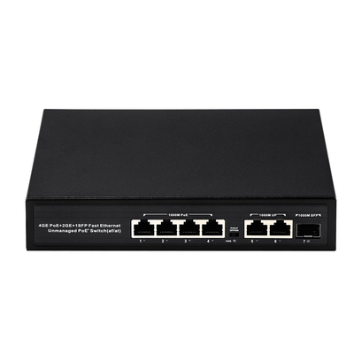 6 ท่าทาง พลั๊ก แอนด์ เพลย์ POE สวิตช์ 48 วอท พร้อม 1000Mbps ท่าทาง IEEE 802.3 af/at ethernet สวิตช์ เหมาะสําหรับ POE IP กล้อง