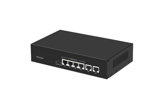 6 ท่า POE เครือข่าย สวิตช์ 48 วอลต์ 100Mbps ท่า IEEE 802.3 สวิตช์เครือข่าย af/at