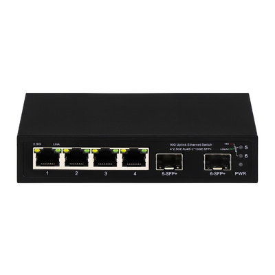 6 ท่า 10g ไฟเบอร์เอเธอร์เน็ตสวิตช์ 4 * 2.5G RJ45 + 2 * 10G SFP + การสนับสนุน OEM / ODM