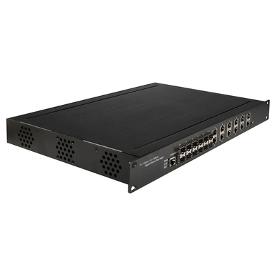 1U Rack gigabit 24 ท่าทางจัดการ Ethernet POE สวิตช์กับ 12 RJ45 + 12 SFP AC100-240V input อุตสาหกรรมสวิตช์