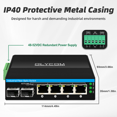 มินิ 6 ท่ากิจาบิต เอเธอร์เน็ตสวิตช์ โป้สวิตช์ ดิน รีล 2 sfp+ 4 RJ45 DC48-52V ไดโอเลนต์