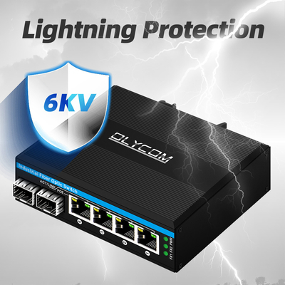มินิ 6 ท่ากิจาบิต เอเธอร์เน็ตสวิตช์ โป้สวิตช์ ดิน รีล 2 sfp+ 4 RJ45 DC48-52V ไดโอเลนต์