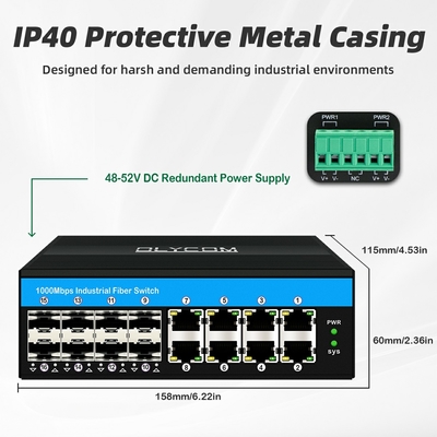 16 Port Gigabit POE สวิตช์รองรับ af/at/bt ดิน-เรล Ethernet สวิตช์สําหรับระบบ CCTV