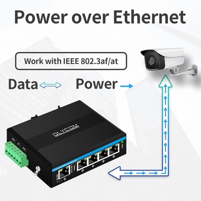 5 ท่ากิ๊กบิต POE+ สวิตช์ E-Mark อีเธอร์เน็ต สวิตช์ DC48V ไฟไฟฟ้าเข้าแบบคู่
