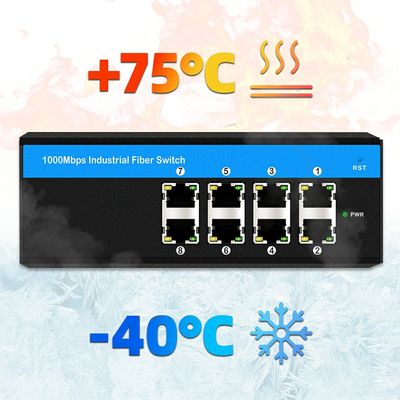 E-Mark 8 Port Gigabit Industrial Ethernet Switch สําหรับเครือข่ายรถยนต์และอุตสาหกรรมอัตโนมัติ