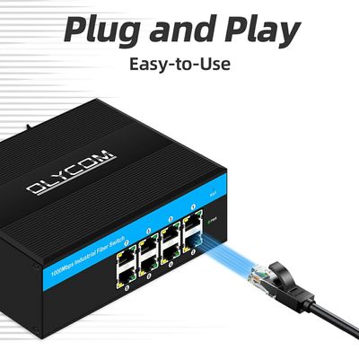 E-Mark 8 Port Gigabit Industrial Ethernet Switch สําหรับเครือข่ายรถยนต์และอุตสาหกรรมอัตโนมัติ