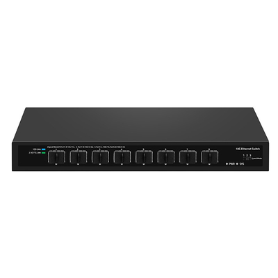 8 ท่า 10G ไฟเบอร์สวิตช์ 1G 2.5G ปฏิบัติตามความเป็นมา ไม่จัดการ DC12V Input Realtek