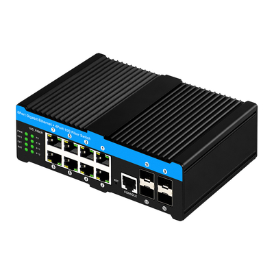 12 Port 10G L2/L3 Managed Poe+ Switch 4*10G Sfp Ports DC48V ไฟไฟฟ้าคู่เข้า 10g Poe Switch