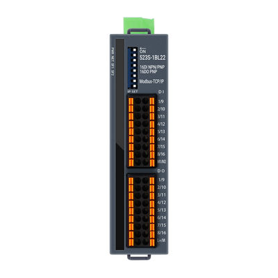 Modbus TCP/IP Slave I/O Module 24VDC 2 RJ45 16 Port DI DO Din Rail NPN การเชื่อมต่อ PNP