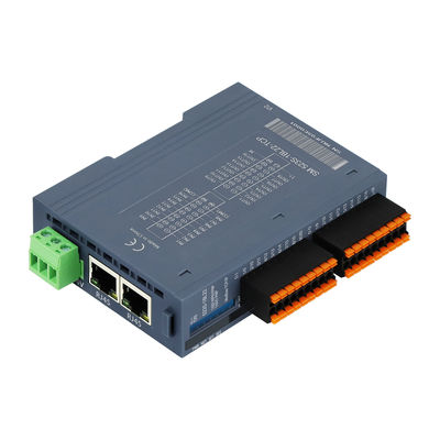 Modbus TCP/IP Slave I/O Module 24VDC 2 RJ45 16 Port DI DO Din Rail NPN การเชื่อมต่อ PNP
