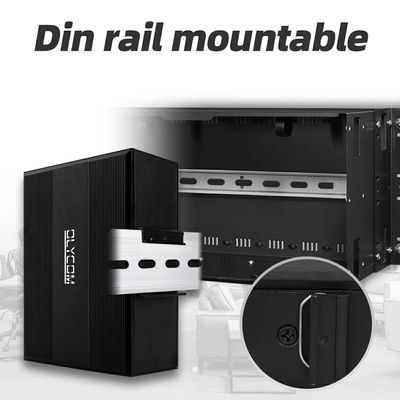 สวิตช์จัดการ Gigabit 12 พอร์ต 4SFP+8RJ45 สวิตช์ Ethernet จัดการอุตสาหกรรมพร้อมอินพุตพลังงานคู่สำหรับเครือข่าย DIN-Rail