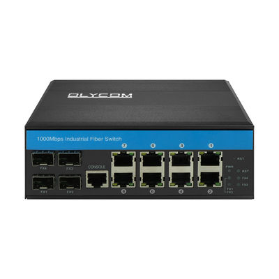 สวิตช์ที่บริหาร Gigabit 12 ท่า Ethernet สวิตช์ 4SFP+8RJ45 DIN-Rail input ไฟไฟฟ้าคู่