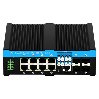 12 ท่า 10G L2/L3 ปกครอง POE+ สวิตช์ สวิตช์ออปติก บายพาส 4*10G sfp +8 RJ45 สวิตช์อีเธอร์เน็ต din-rail