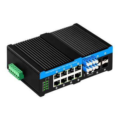 12 ท่า 10G L2/L3 ปกครอง POE+ สวิตช์ สวิตช์ออปติก บายพาส 4*10G sfp +8 RJ45 สวิตช์อีเธอร์เน็ต din-rail