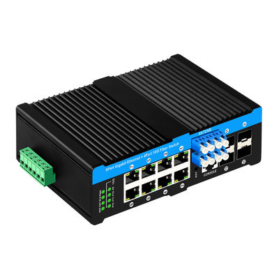 12 ท่า 10G L2/L3 ปกครอง POE+ สวิตช์ สวิตช์ออปติก บายพาส 4*10G sfp +8 RJ45 สวิตช์อีเธอร์เน็ต din-rail