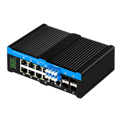12 ท่า 10G L2/L3 ปกครอง POE+ สวิตช์ สวิตช์ออปติก บายพาส 4*10G sfp +8 RJ45 สวิตช์อีเธอร์เน็ต din-rail