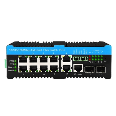 8-Port PoE Gigabit Ethernet Switch L2 บริหารด้วย DC48V Input และ IP40 ระดับการป้องกัน