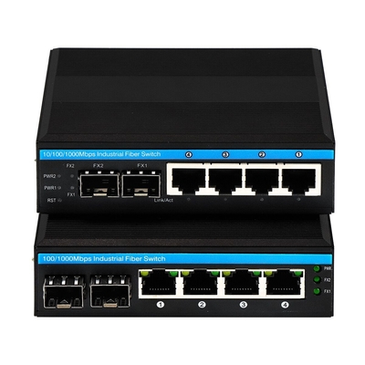 เครื่องสวิทช์เน็ตเอเธอร์เน็ตที่บริหารโดย ERPS กิ๊กบิต 2SFP+4RJ45 เครื่องสวิทช์เครือข่าย Din-rail พร้อมผลิต PoE