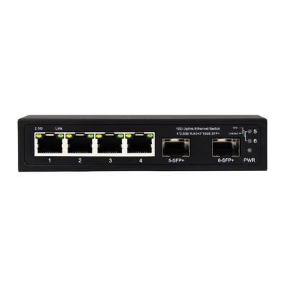 สวิตช์เอเธอร์เน็ต 10G ไม่จัดการ 4 ท่า 2.5G เอเธอร์เน็ต สวิตช์ด้วยท่า 10G SFP +