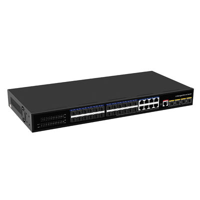 24 Port 10G L3 Managed Fiber Switch พร้อม 8 Gigabit Combo SFP/RJ45 1U Rack 220V AC Input