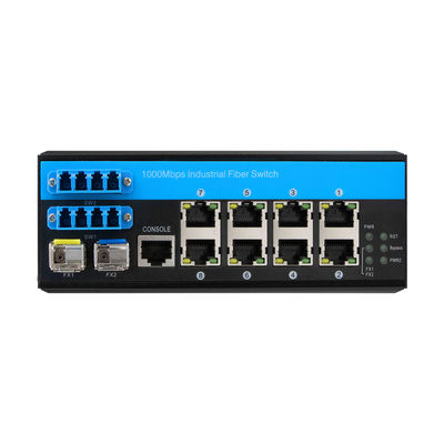 8 Port Bypass Managed Ethernet Switch 2.5G ไฟเบอร์อุตสาหกรรมป้องกันแสง DIN ติดตั้ง